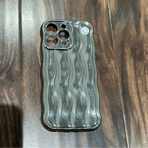 Water Ripple Pattern Curly Wave Frame Soft iPhone 14 Pro Max Phone Case - Picture 2 of 3